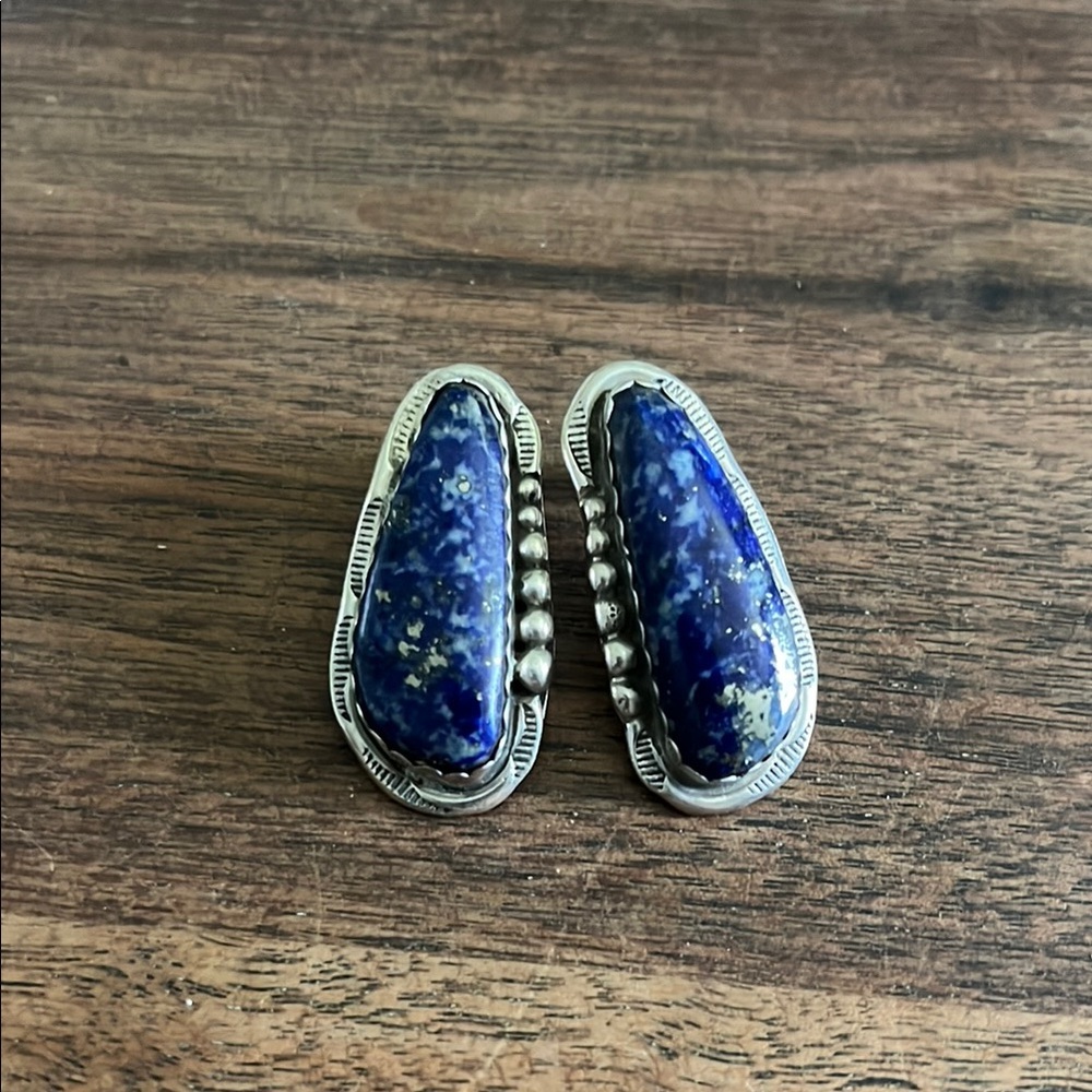 Blue Stone Silver Earrings